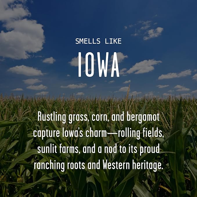 Iowa Gifts, Iowa Decor for Home - 'There's No Place Like Iowa Candle, w/Rustling Grass, Eucalyptus, Corn & Bergamot I Iowa Souvenirs I Iowa State Gifts I 9oz Jar, 50Hr Burn, USA Made