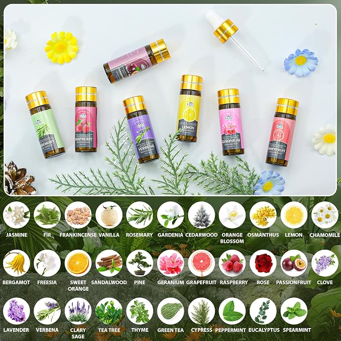 Essential Oil Set, 128 Pcs Fragrance Aromatherapy Oils for Skin, Diffusers, Home Care, Humidifier Laundry, Candle Making - Tea Tree, Sandalwood, Lavender, Vanilla, Eucalyptus and More(5mL)
