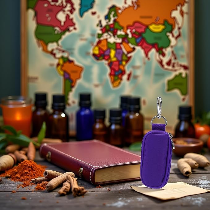 Jowxsx Purple Portable Small Essential Oils Keychain Pouch Kit for 5/10/15ml Carrying Travel Bag for Oil Bottles (without bottle) Bags and Cases