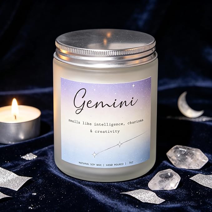 Gemini Candle, Gemini Gifts for Women, Versatile Gifts for the Dual-Natured Soul, Perfect Presents for Birthday - Lavender & Eucalyptus Soy Wax Scented Candle, 7OZ