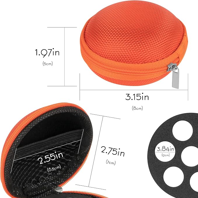 SHIDOW 7 Slot EVA Hard Oil Case 1ml 2ml Vials Foam Zipper Orange 2 Pack | With 14 2ML small bottles Zipper Orange 2 Pack Oil Boxes For Essential Oil