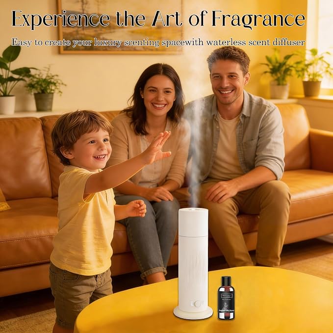 Waterless Essential Oil Diffuser, Scent Air Machine for Home with 4x30ml Hotel Scent Oil Sets, Covers Up to 1000 Sq.Ft, Adjustable Mist & Timer, Hotel and Commercial Use