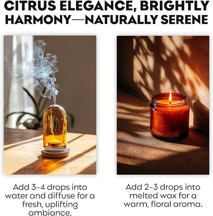 Organic Bergamot Essential Oil | 100% Pure & Natural Citrus bergamia Peel Oil with Fresh Citrus Floral Aroma | for Diffuser, Candle Making & DIY Aromatherapy Blends, 0.34 fl oz