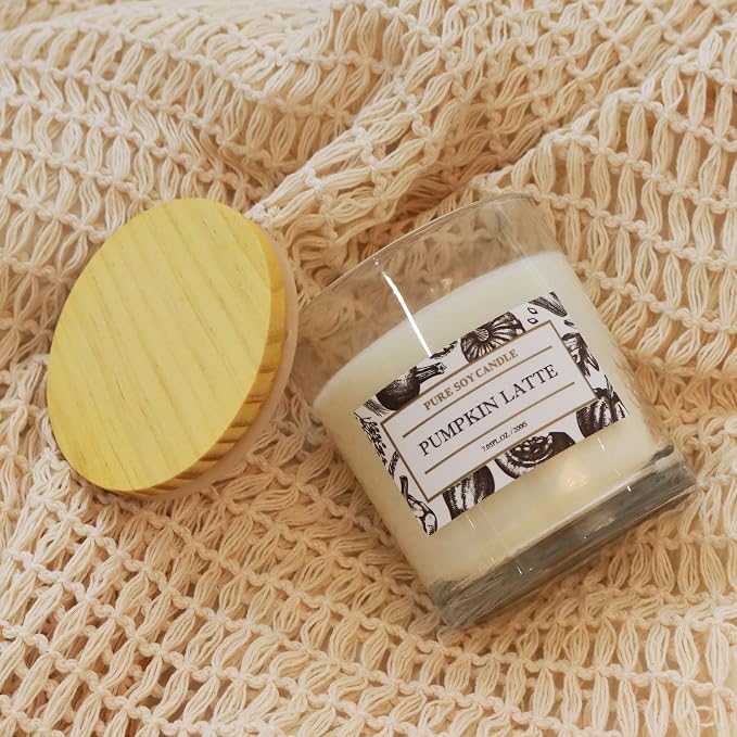 Aronica Fall Candle - Pumpkin Chai & Vanilla Scent, Room Decor Aesthetic, Cinnamon Spice White Candle for Home
