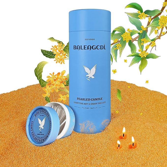 Honeyed Autumn Pearled Candle – 18 Oz Osmanthus Scented Sand Candles with 30 Wicks | Refillable Yellow Wax Long-Lasting Powder 120 Hours Clean Burning for DIY