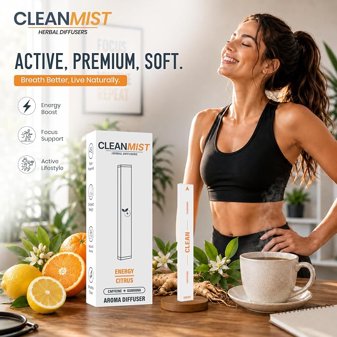 The Clean Mist Botanical Fragrance Stick Set, Plant-Based Citrus Botanical Scent, Non-Electronic Personal Fragrance Accessory, 1 Stick, 1 Pack