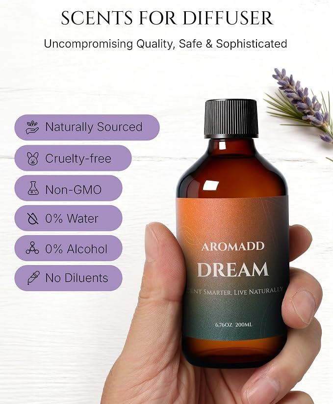 AROMADD Dream Diffuser Oil Inspired by Luxury Hotel Scent 6.76 Fl Oz (200ml), Aroma Diffuser & Hotel Fragrance Diffuser Oil, Essential Oil Diffuser for Aromatherapy, Long-Lasting