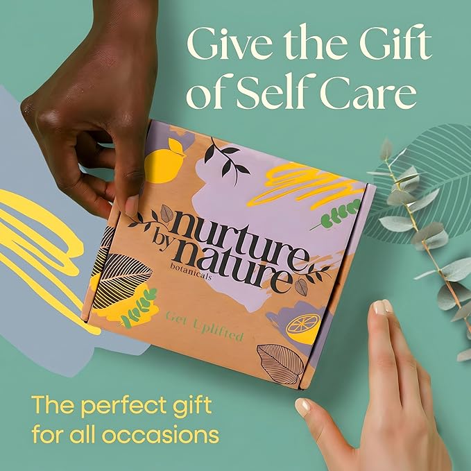 Nurture by Nature Spa Gift Set for Women Bundle - Relaxing and Uplifting Self Care Gift Set Duo with Hand Cream, Scented Candle, Bath Bombs, Bath & Body Gift Set, Mothers Day Gift, Gift for Mom