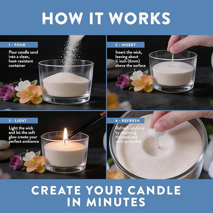 Pearled Candle Sand 10.5 oz (300g) – Midnight Ocean Scented Candle, Dark Blue Color, Relaxing Aromatherapy, Home Decor, Stress Relief, Long-Lasting Burn