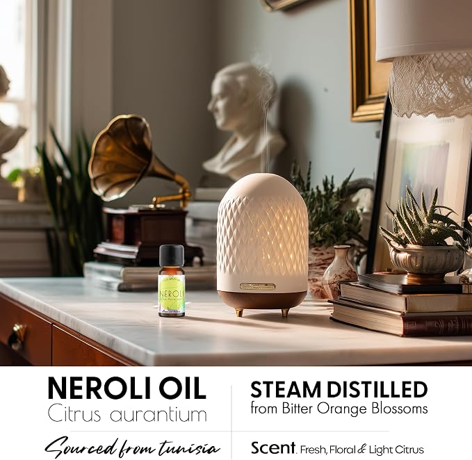 Organic Neroli Essential Oil | 100% Pure & Natural Citrus aurantium Flower Oil with Soft Floral Citrus Aroma | for Diffuser, Candle Making & DIY Aromatherapy Blends, 0.34 Fl Oz