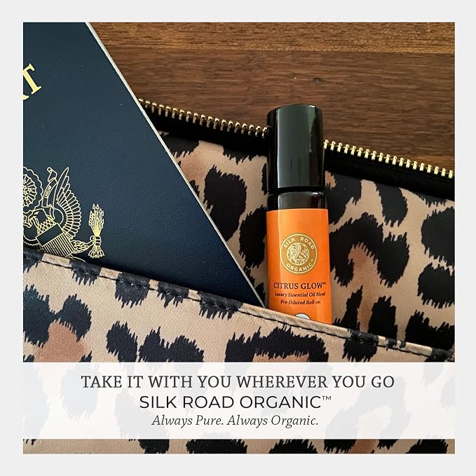 Silk Road Organic Citrus Glow Essential Oil Revive Blend Roll On for Stress, Energy & Focus | USDA Certified Citrus & Vanilla, 10 ml Roller
