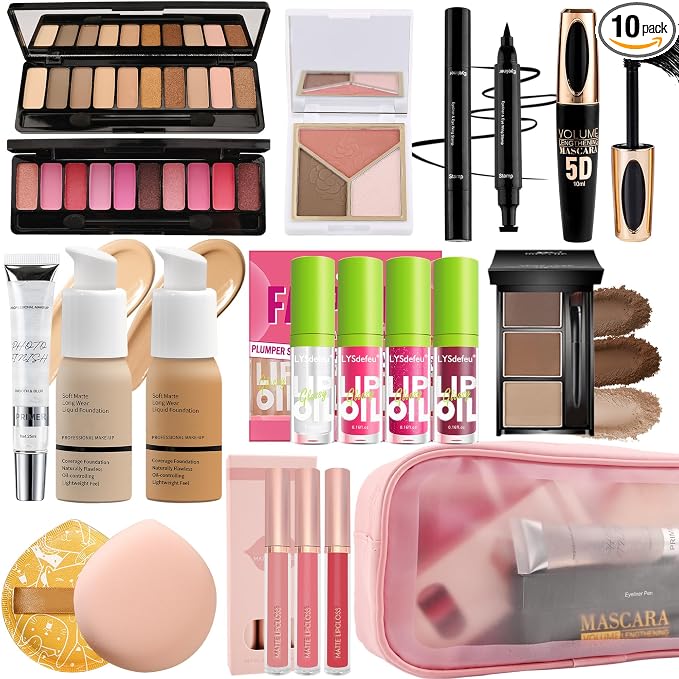 All in One Makeup Kit for Women Full Kit,Travel Makeup Kit for Teens,Make Up Gift Set with Everything,Foundation Eyeshadow Lip Gloss Eyebrow Blush Powder, Mother's Day Make Up Gift for Women Mom-A