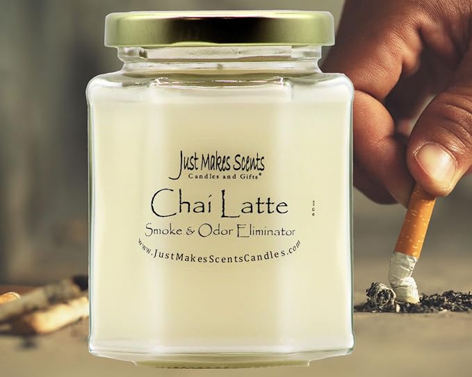 3 Pack - Chai Latte Scented Smoke and Odor Eliminator Candle - Odor Eliminating Scented Candles for Home - Neutralizes Cigarette, Food, and Pet Smells - Hand Poured in The USA