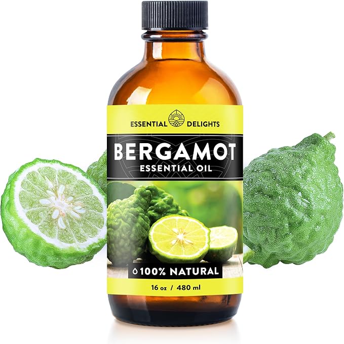 Bergamot Essential Oil by Essential Delights - Premium Grade Essential Oil |Rich Aromatic Oil for Aromatherapy, Soaps, Lotions, & Candles | Vegan & Cruelty Free (16 Fl Oz)