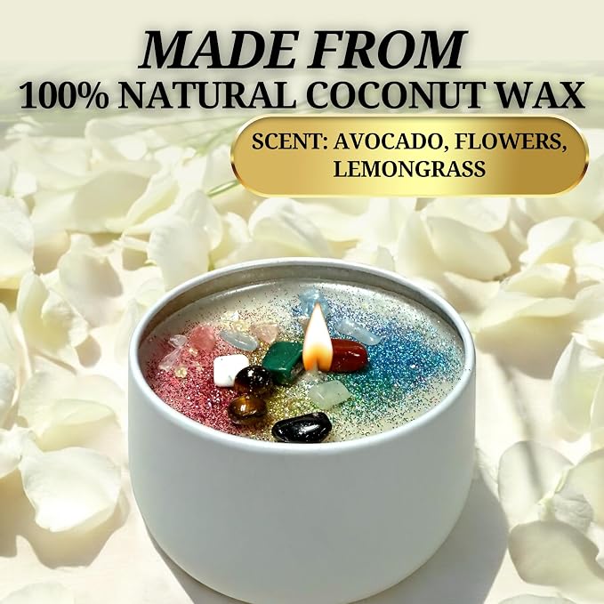 – Seven Chakras Balancing Candle | Spiritual Tool for Healing, Meditation & Energy Alignment | Reiki, Hoodoo, Wiccan, Pagan, Conjure (14oz)
