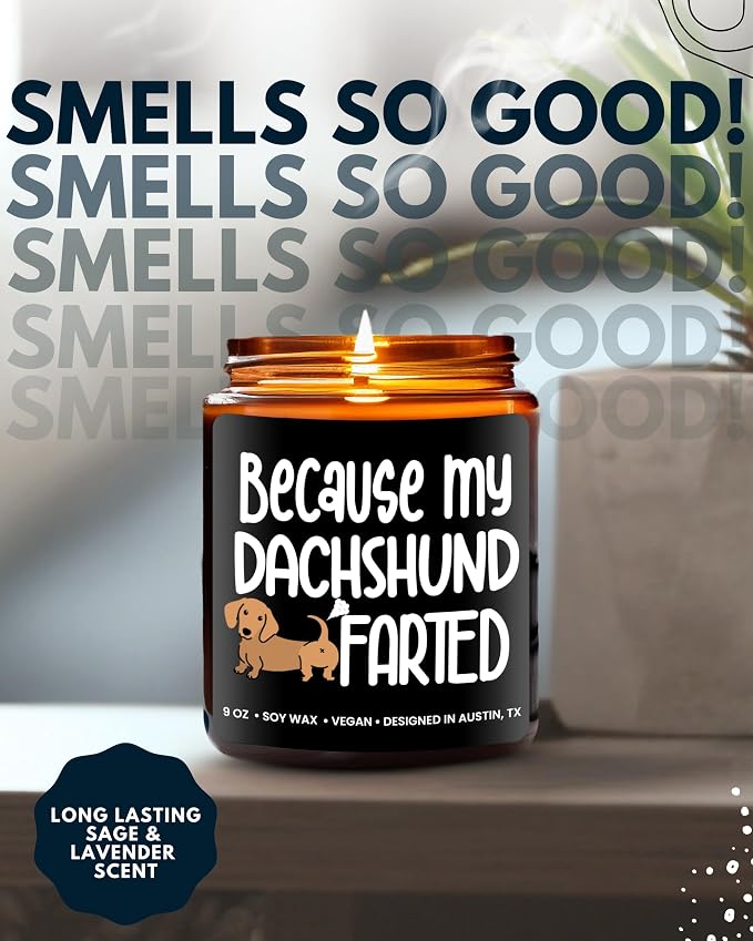 Funny Dachshund Candle, Dachshund Gifts for Women and Men, Unique Funny Pet-Themed Gift Ideas, Best Present for Pet Lovers, Perfect Presents for Dog Mom & Dog Dad, Birthday, Christmas, Gift-Ready