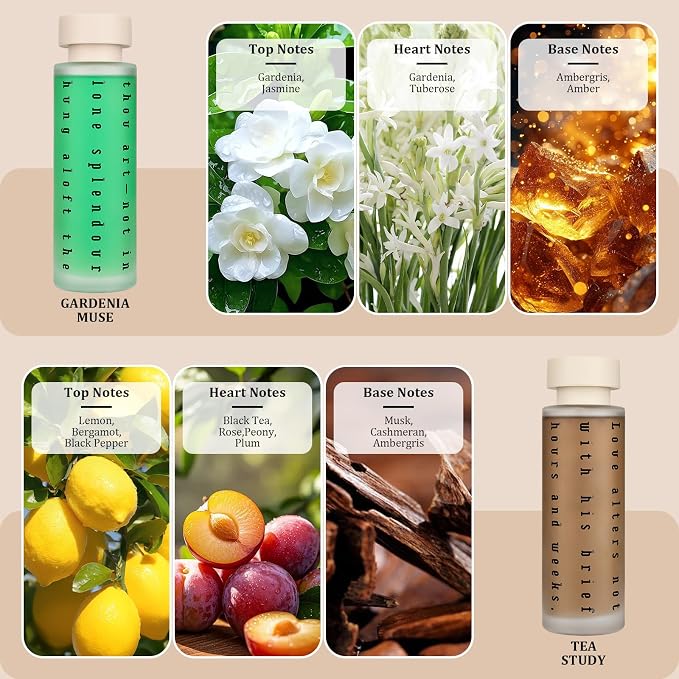 Ikeda Luxury Gift Set of 4 Reed Diffusers with Preserved Eucalyptus - Home Fragrance Oils for Bedroom, Bathroom, Office & Living Room - Scents for Relaxation, Focus & Mood (5.07 fl.oz Each)