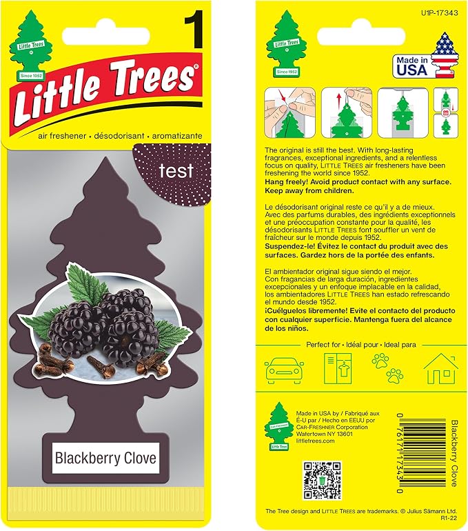 Little Trees DAS-17343 Car Air Freshener | Hanging Paper Tree for Home or Car | Blackberry Clove