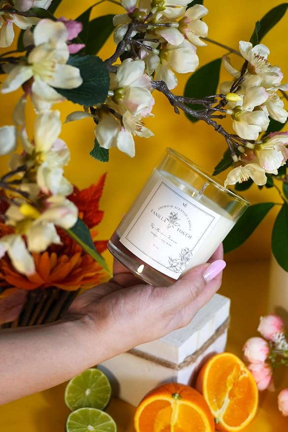 Vanilla Scented Candle | Soy Wax 8 oz Jar | Highly Scented Candles for Home | Long Lasting Aromatherapy | Decorative Gift for Women | Minimalist Room Decor