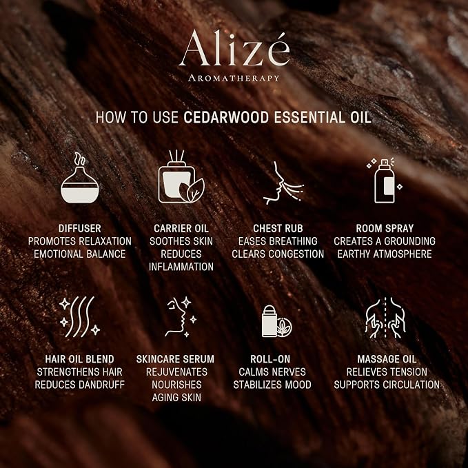 Cedarwood Essential Oil, USDA Certified Organic 100% Natural & Pure Essential Oils for Diffusers for Home, Aromatherapy Oils, Diffuser Oils Scents, Tranquility 10ml-0.33 fl oz
