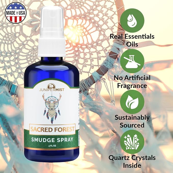 Cedar & Sage Smudge Spray (114ml), Sacred Forest Room Spray, Spiritual Cleansing Spray for Negative Energy, Smokeless Smudge Spray, Essential Oil Spray with Fir & Juniper UK