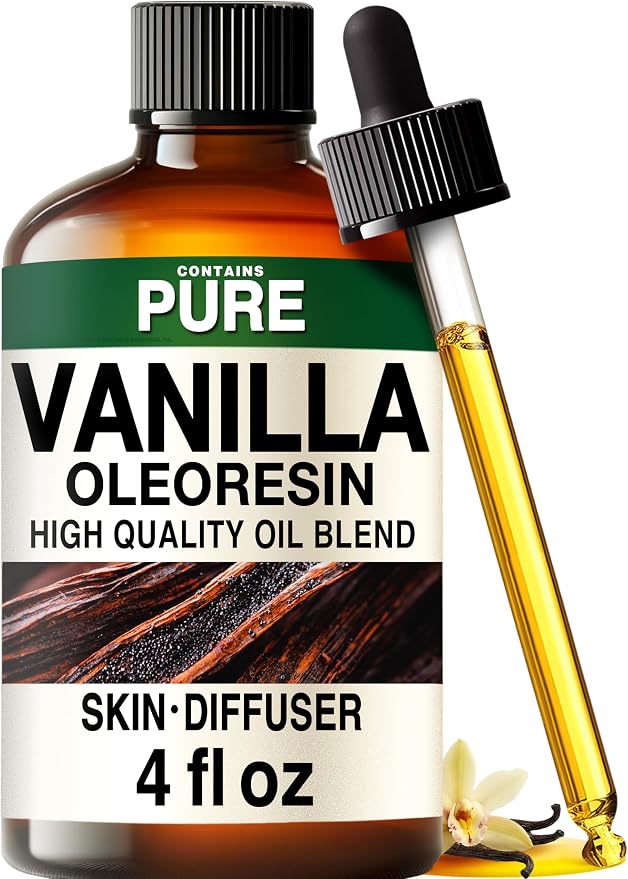 100% Pure Vanilla Oil - 4 Fl Oz Vanilla Essential Oil for Hair, Skin, Diffuser, Aromatherapy & DIY Soap Making Scent
