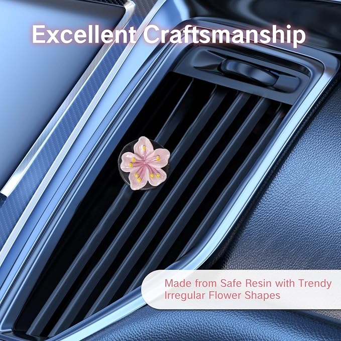 NIIIYTYB 3 Set Cute Car Vent Clips Flower Air Vent Clips for Fresheners Hawaiian Hibiscus and Cherry Blossom Car Accessories Aesthetic Interior Decor for Women Peach Blossom (Pink)