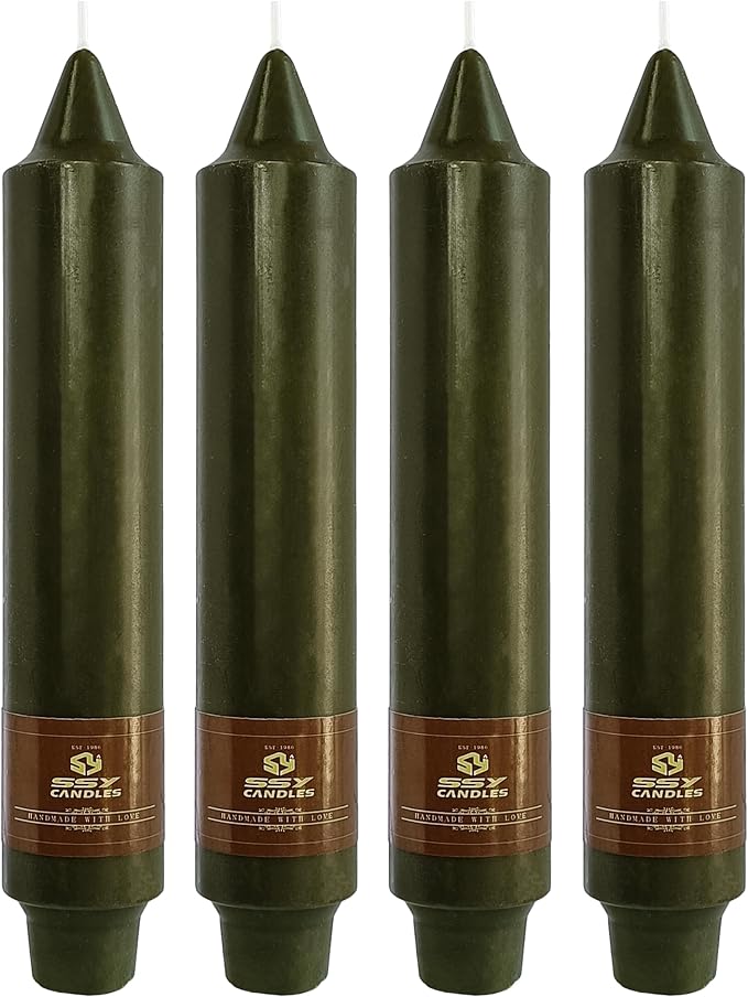 Olive Candles 4 PCS Taper Candle Unscented Tapered 7 inch Smokeless Candlesticks Candles Sticks Gift Idea Table Decor Housewarming Dinner