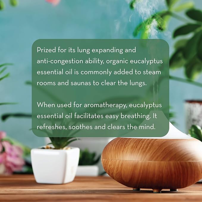 Pure Body Naturals Organic Eucalyptus Essential Oil, 1 fl oz - Pure and Undiluted Therapeutic Grade for Aromatherapy Diffuser, Skin, Hair