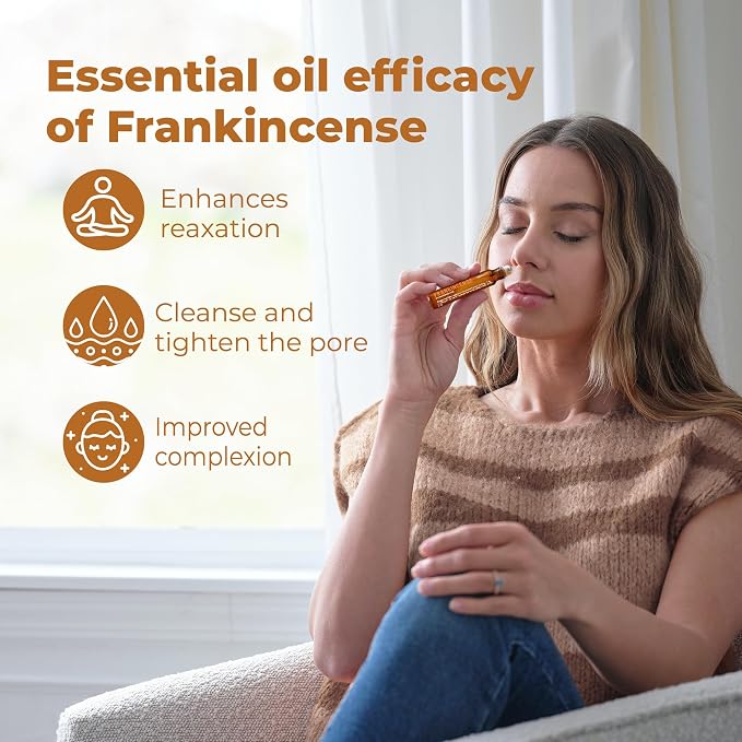 Spanish Frankincense Oil Roll On, Premium Pure & Natural Aromatherapy Frankincense Essential Oils, Versatile Aromatherapy Rollerball for Skin, Mind & Body - 10ml/0.33 Fl Oz