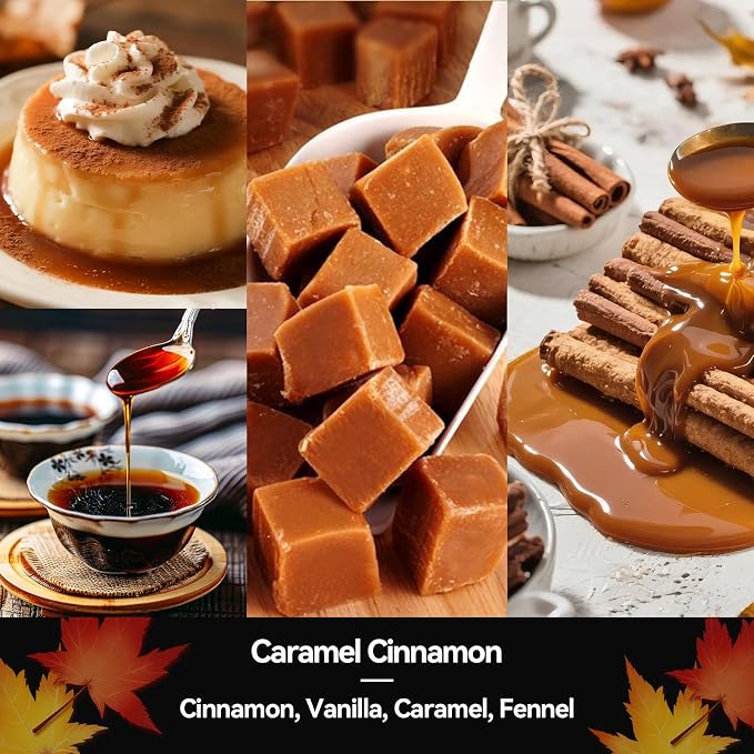 Caramel Cinnamon Luxury Candle - Rich Gourmand Scent, 7oz Natural Soy Wax, Hand-Poured Cozy Home Scented Candle - Elegant Home Fragrance for Living Room, Dinner Party & Self-Care Indulgence