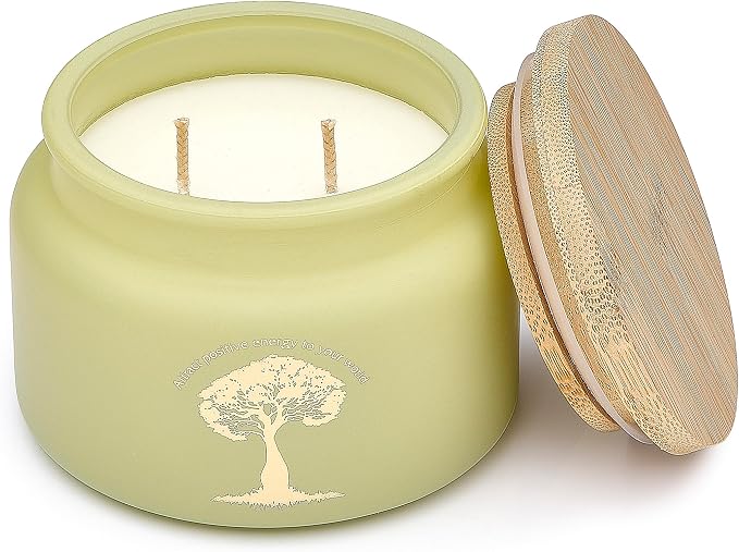 White Sage Meditation and Yoga Candle for Energy Clearing and Protection - 50 Hour Clean Burning Soy Wax - 2-Wick Spiritual Aromatherapy Smudge Candle with Guided Materials -9.5oz
