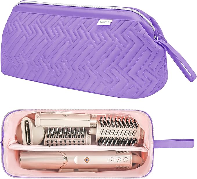Leudes Hair Tools Travel Bag for Shark Flexstyle Carrying Case Portable Shark Hair Air Wrap Dryer Case Waterproof Dustproof Flat Curling Iron Travel Organizer (Purple)