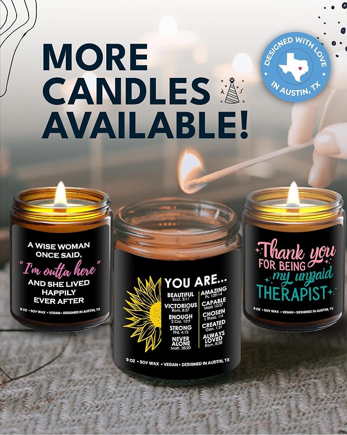 Christian Candle, Spiritual Gifts, Inspirational Christian Gifts for Women Faith, Bible Gift for Woman, Scripture Gift for Woman, Catholic Religious Presents for Women Sunflower