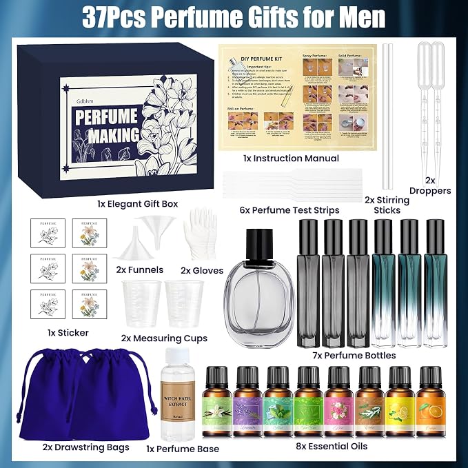 Perfume Making Kit- DIY Cologne Making Kit for Men, Make Your Own Scent with Essential Oil, Spray Bottle, Men's Fragrances Maker, Scent Set, Perfume Gifts for Women Girls Boyfriend