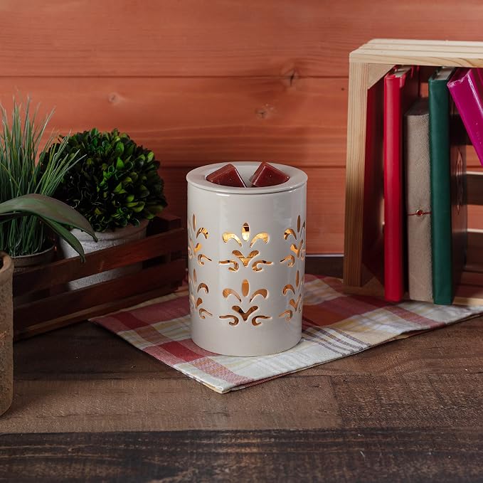 D'Eco Fragrance Wax Melt Warmer - Electric Scented Tart & Candle Warmer w 6 Cinnamon Cubes - Plug-in Halogen Bulb Melts Cubes & Fills Room w Fresh Scents & Night Light Glow for Mom