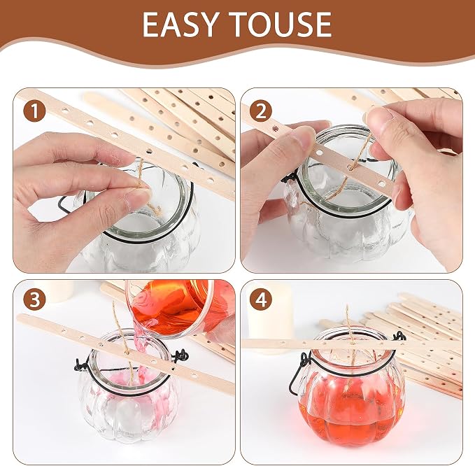 Gjinxi Wooden Candle Wick Holders 50 Pcs Multiwick Centering Device Holders Supplies Crafting Making Candle Wicks Bars Wax Stick Clips Center Tool for DIY Material Package Mold
