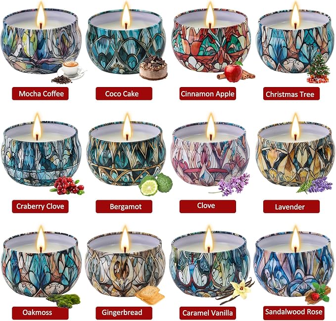 12 Pack Christmas Scented Candles Gifts Set for Women, Candles for Home Scented, 2.5 oz Soy Wax Aromatherapy Candle, Best Gifts for Women Thanksgiving Day Birthday Christmas
