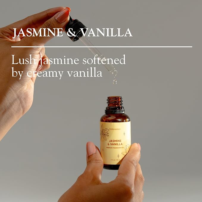 Folkulture Jasmine & Vanilla Essential Oil Blend | 30 ml - 1.01 Fl Oz Fragrance Oil | Premium Diffuser Oils for Humidifier, Diffuser for Relaxation, Calmness, Home Fragrance & House Warming Gifts