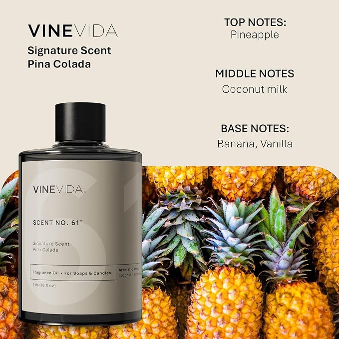 VINEVIDA [16oz] Pina Colada Fragrance Oil for Candle Making and Soap Making - Premium Candle Scents for Soy Candles