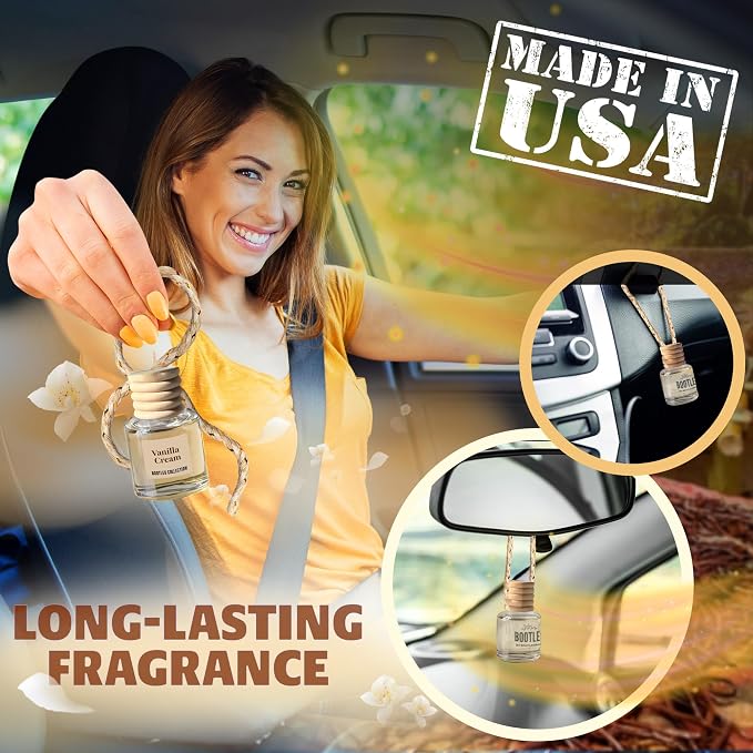 Car Air Freshener Diffuser, Vanilla Cream Aromatherapy, Natural Fragrance Oil, Long Lasting, By Bootleg Collection, Made in USA