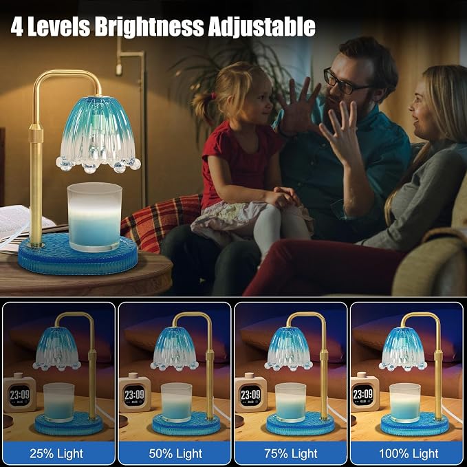 Candle Warmer Lamp with Timer - Electric Wax Melt Warmer with Adjustable Height and Dimmer for Scented Candle Wax, Home Fragrance Décor and House Warming Birthday Gifts for Women Mom