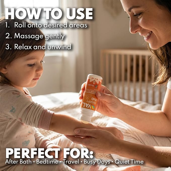 VAL Happy Kids Unscented Magnesium Roll-On, Relaxation & Calm Formula for Kids, Zechstein® Magnesium with Chamomile & Shea Butter, Fragrance-Free, 3 oz