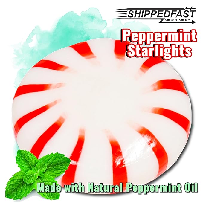 ShippedFast Peppermint Starlights Candy Mints. Real Peppermint Oil Infused Hard Candies, (5 Pound Bag)