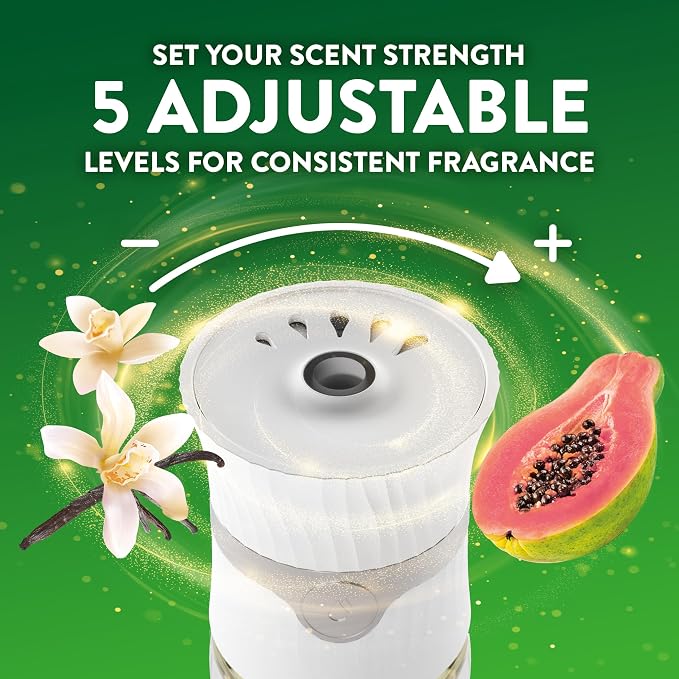 Air Wick Plug-In Scented Oil Refills, 4 Count, Vanilla & Pink Papaya, Air Freshener, Essential Oils, Eco Friendly