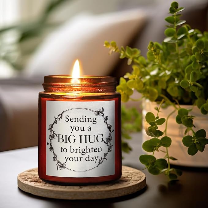 Sending You Love & Hugs Gift for Her - Relaxing Candles for Women Stress Relief - Gifts for Men Coworker Boyfriend - Mothers Day Gift for Mom Girlfriend Daughter - Scented Soy Calming Candle