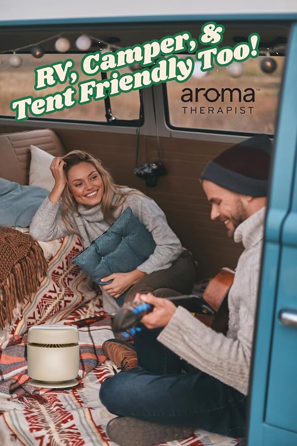 AromaTherapist AromaAmplifier – Portable, Mess-Free Aromatherapy Device for AromaPucks – Long Battery Life, Adjustable Fan Speeds, and Residue-Free Operation (Beige)