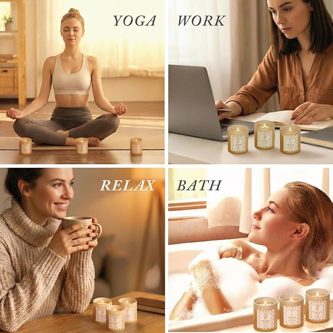 Set of 3 Energy Cleansing & Manifestation Smudge Candles - Palo Santo, White Sage, Citronella - Candle Pack for Home with 45-50 Hour Burn - Soy Wax Aromatherapy Spiritual Gift Set