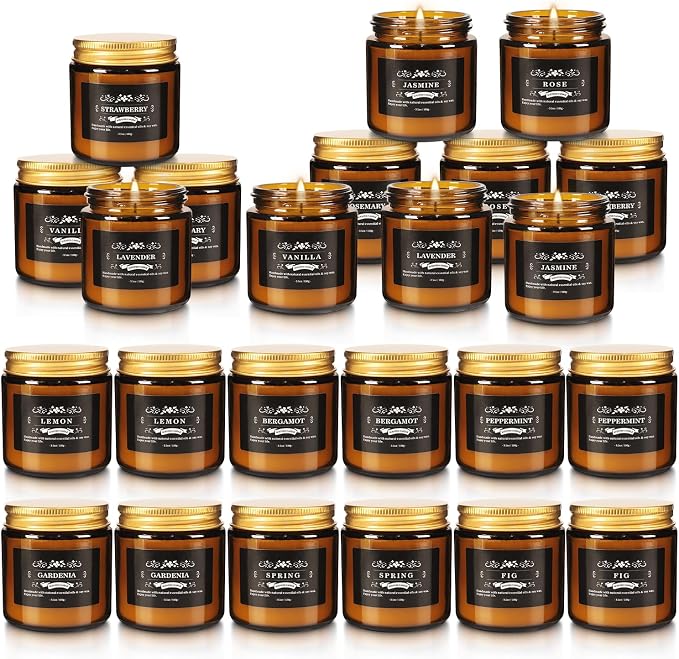 YOROXRG 24 Pcs Scented Candles with Added Natural Essential Oils, 3.05oz, Suitable for Various Festivals, Parties, Yoga, and Home Scene