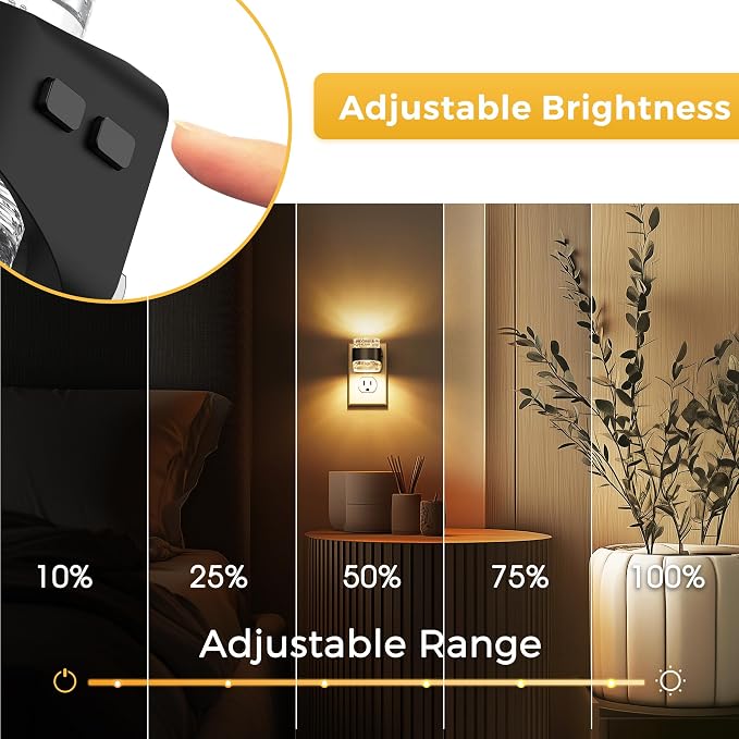 L LOHAS LED Night Light, 4 Pack 3000K Bubble Night Lights Plug into Wall, Acrylic Night Lights with Light Sensor, Adjustable Brightness,Soft White Plug in Nightlights for Rooms Bathroom Hallway